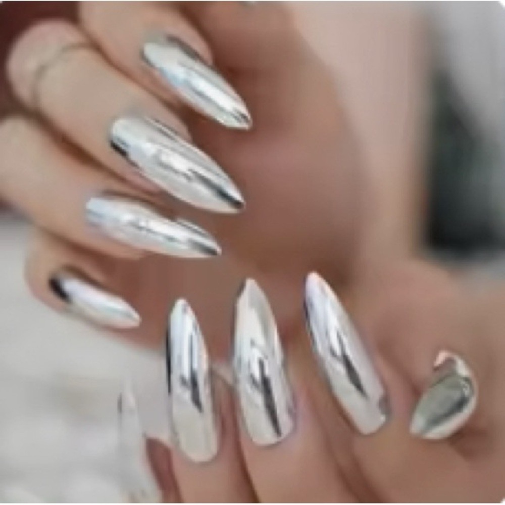 Silver Chrome False Nails